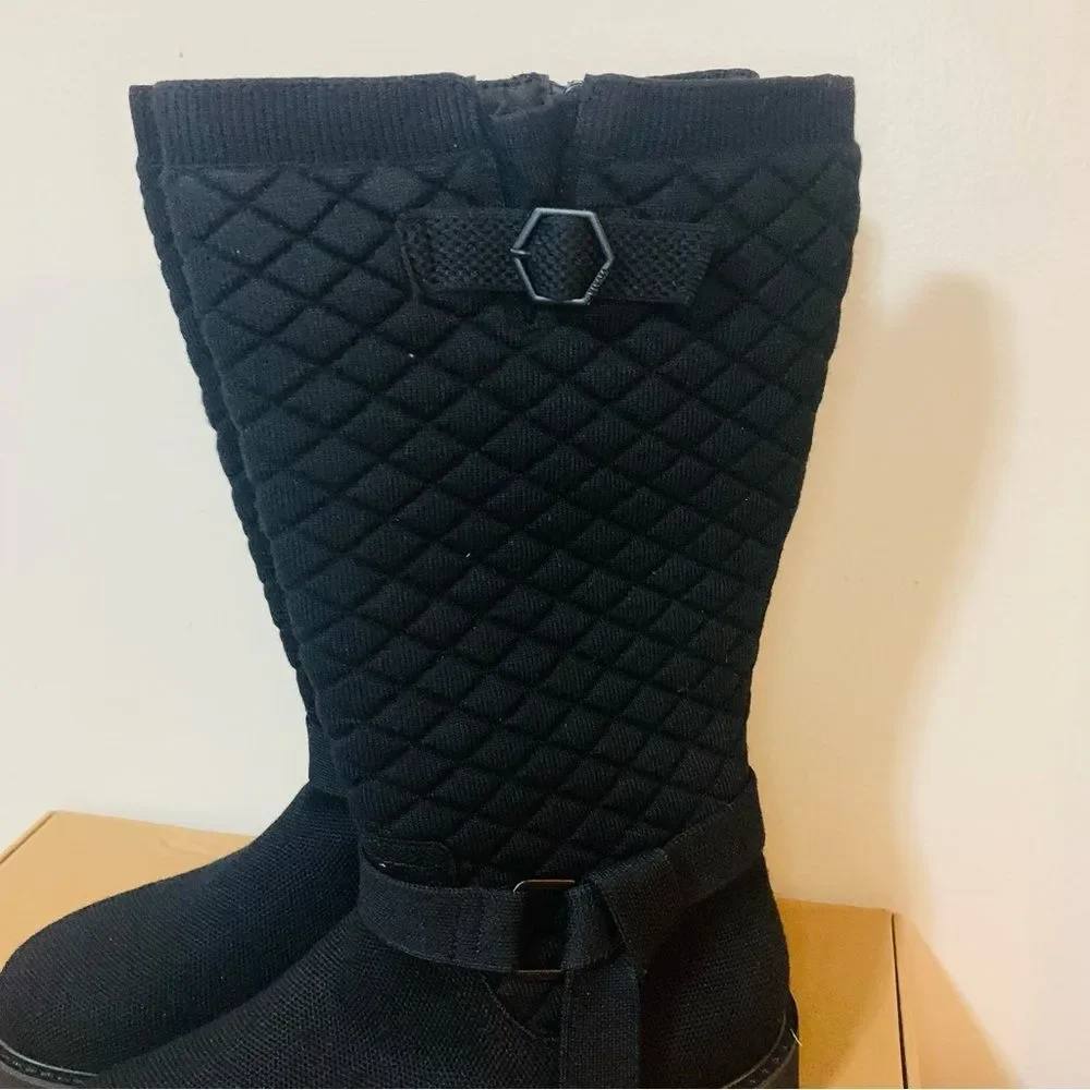 Vivaia Black Wool Biker Boots Water Resistant Round Toe size 9.5/41